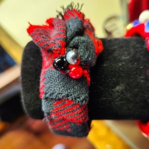 Handcrafted artisian flannel cuff bracelet